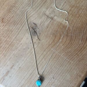 Vintage Dainty Sterling Silver Necklace with Turquoise Pendant